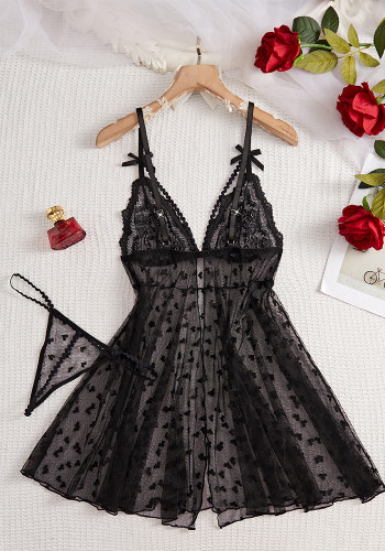 See-Through Lace Camisole and Panty Two-Piece Set