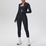 Tight-Fitting Drawstring Halter Neck Tank and Jogger Three-Piece Set