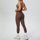 Solid Color Halter Neck Cropped Tank Pants Yoga Set