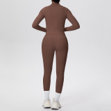 Tight-Fitting Drawstring Halter Neck Tank and Jogger Three-Piece Set