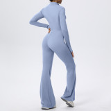 Zip-Front Tight-Fitting Long Sleeve Yoga Jumpsuit