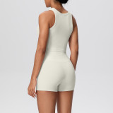 Solid Color Tank and Shorts Yoga Set