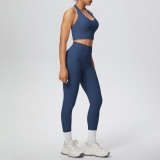 Solid Color Halter Neck Cropped Tank Pants Yoga Set