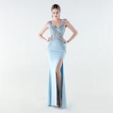 Women Mermaid Lace Formal Party Evening Dress with Slit