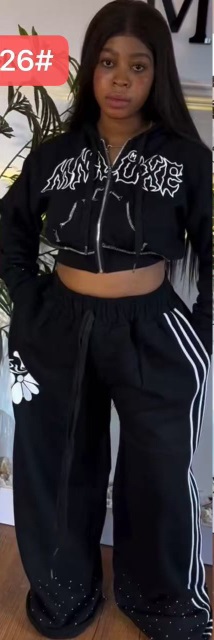 Women Casual Fleece-Lined Top and Pants Two-Piece Set