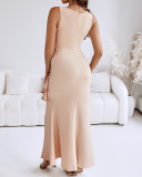 Women Sleeveless Ruffle Edge Maxi Dress