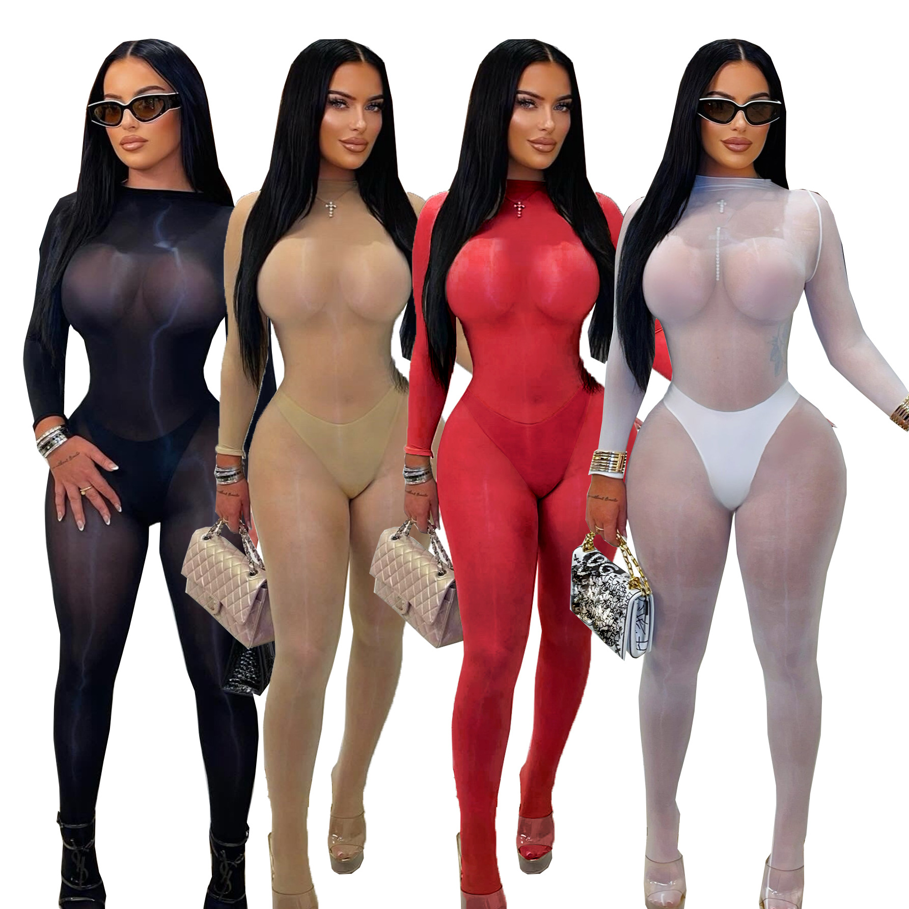 See-Through Seamless Stretch Jumpsuit for Club & Intimate Wear