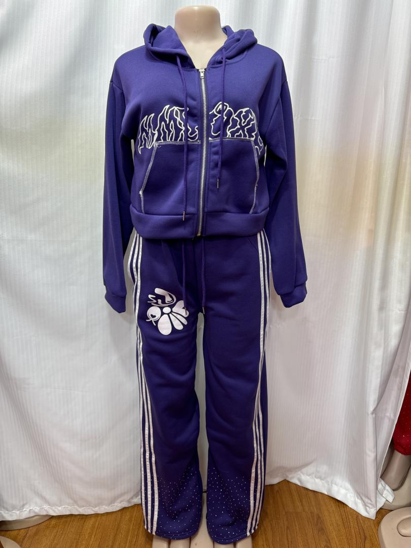 Women Casual Fleece-Lined Top and Pants Two-Piece Set