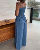 Women Buckle Strappy Wide-Leg Jumpsuit