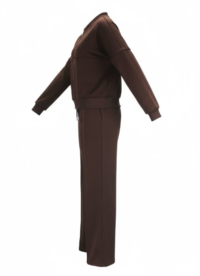 Women Casual Long-Sleeved Zipper Top and Pants Two-Piece Set