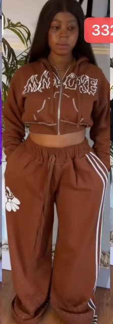 Women Casual Fleece-Lined Top and Pants Two-Piece Set