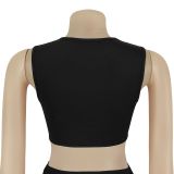 Women Fashionable Sexy Solid Color Sleeveless Cut Out Slit Dress