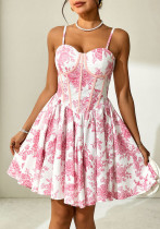 Sexy Fashion Printed Strap Low-Back A-line Dress