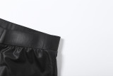 Autumn/Winter Women Fashionable Long-Sleeve Solid Color Strapless Shorts Set