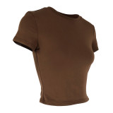 Spring/Autumn Women Casual Short-Sleeve T-Shirt Fitted Pullover Basic Streetwear