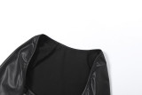 Autumn/Winter Women Fashionable Long-Sleeve Solid Color Strapless Shorts Set
