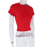 Spring/Autumn Women Casual Short-Sleeve T-Shirt Fitted Pullover Basic Streetwear