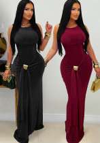 Women Fashionable & Chic Elegant Solid Color Low-Back Bodycon Dress