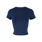 Spring/Autumn Women Casual Short-Sleeve T-Shirt Fitted Pullover Basic Streetwear