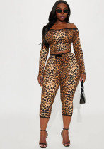 Autumn/Winter Women Off-Shoulder Lace Trim Crop Top & Tight Slim Pants Set