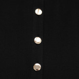 Summer Women Elegant Fitted Color-Blocked Turndown Collar Button-Front Sleeveless Slit Dress