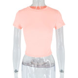 Spring/Autumn Women Casual Short-Sleeve T-Shirt Fitted Pullover Basic Streetwear