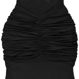 Women Fashionable Sexy See-Through Mesh Halter Neck Lace-Up Evening Dress