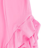 Summer Women Sexy Halter Neck Fringe Detail Bodycon Dress