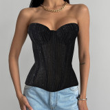 Women Sexy Low-Back Strapless Corset with Boning