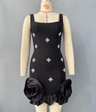 Sexy Beaded Bodycon Bandage Dress Ruffle Hem Mini Evening Gown
