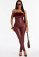Women Strapless Tight-Fitting Furry Sexy Jumpsuit
