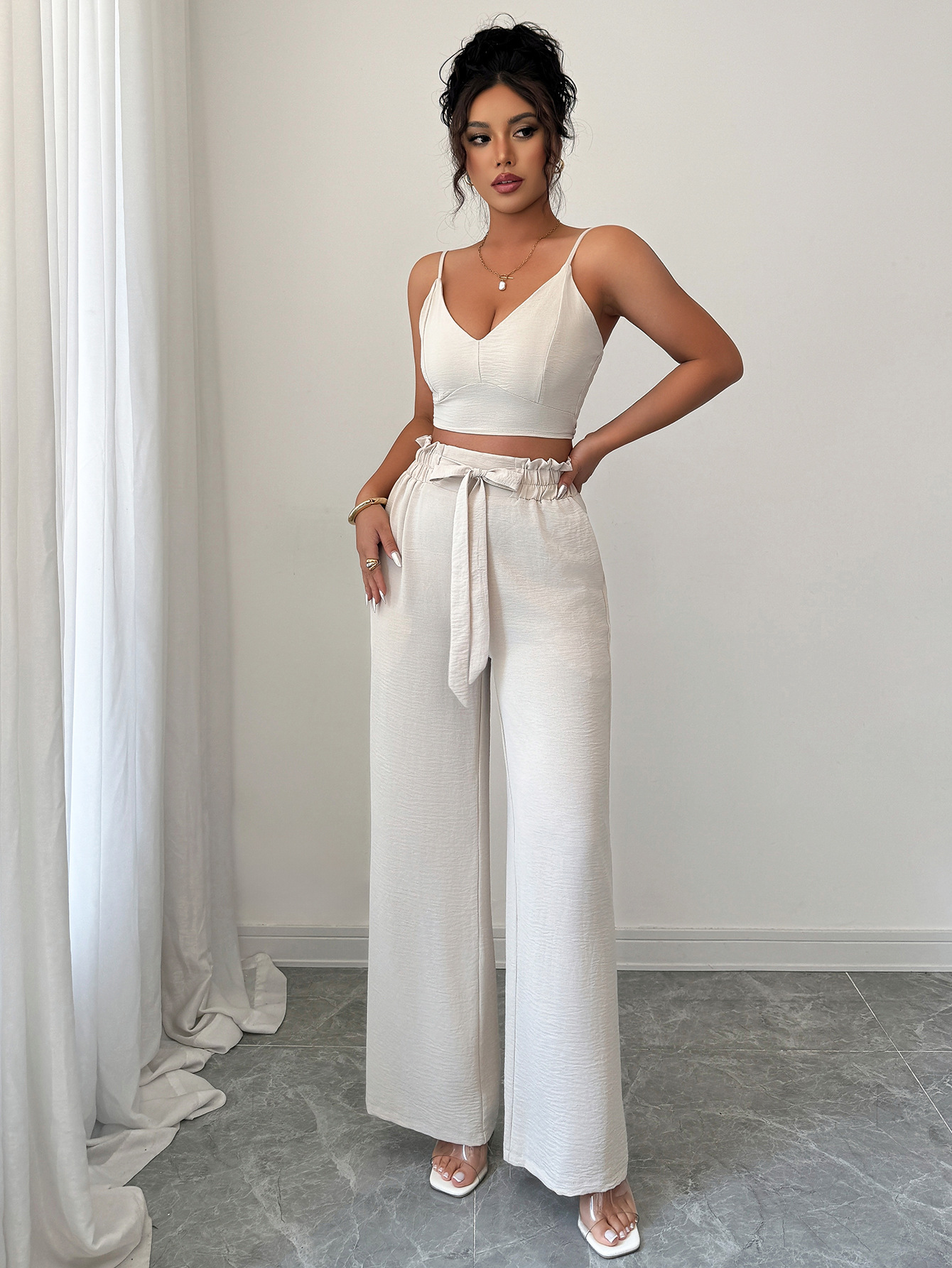 Autumn/Winter Women Strap Tank Top & Casual Pants Set