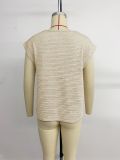 Women Casual Textured Tee Irregular Ruche Solid Color Pullover Top