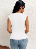 Spring/Summer Women Elegant Slash Shoulder Fitted Solid Color Top