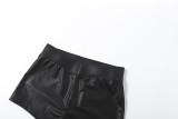 Autumn/Winter Women Fashionable Long-Sleeve Solid Color Strapless Shorts Set
