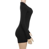 Summer Women Solid Color Sporty Long-Sleeve Jumpsuit