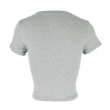 Spring/Autumn Women Casual Short-Sleeve T-Shirt Fitted Pullover Basic Streetwear