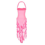 Summer Women Sexy Halter Neck Fringe Detail Bodycon Dress