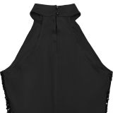 Women Fashionable Sexy Sequin & Velvet Slim Slit Evening Dress