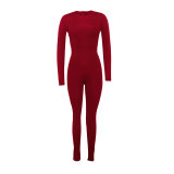 Autumn/Winter Women Solid Color Tight-Fitting Butt-Lifting Athletic Yoga Jumpsuit