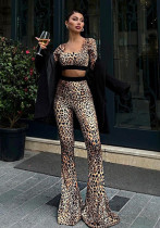 Autumn Women Printed Long-Sleeve Top & Bell Bottom Pants Set Fashion Casual Outfit