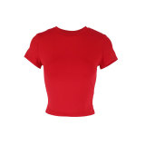 Spring/Autumn Women Casual Short-Sleeve T-Shirt Fitted Pullover Basic Streetwear