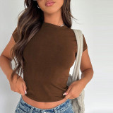 Spring/Autumn Women Casual Short-Sleeve T-Shirt Fitted Pullover Basic Streetwear