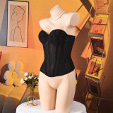 Women Sexy Low-Back Strapless Corset with Boning
