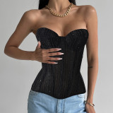 Women Sexy Low-Back Strapless Corset with Boning