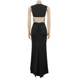 Women Fashionable & Chic Elegant Solid Color Low-Back Bodycon Dress