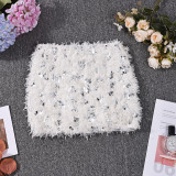Spring/Summer Women Sexy Low-Waist Sequin & Furry Mini Skirt