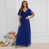 Chic Solid Color V-Neck Long Formal Party Dress