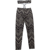 Autumn/Winter Women Fashionable Patchwork Print Sexy Hollow-Out Strapless Low-Back Tight-Fitting Jumpsuit