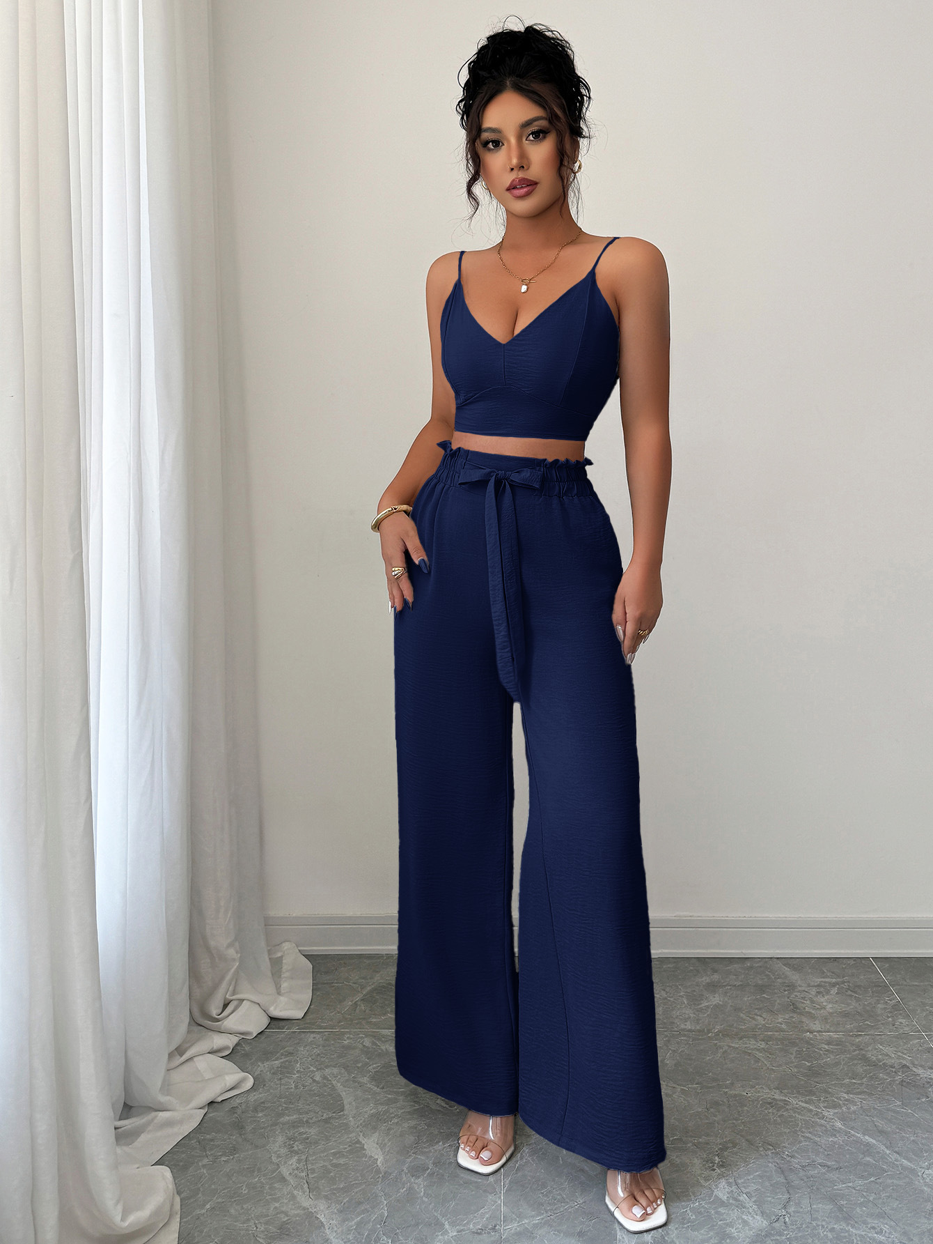 Autumn/Winter Women Strap Tank Top & Casual Pants Set